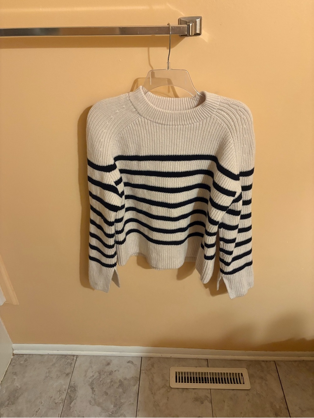 COS ivory & black striped wool sweater